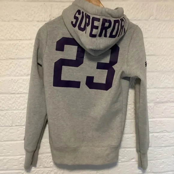 Superdry Tri League Hoodie - Size XS - Grey - Cotton - P2P 18โ - Picture 4 of 5